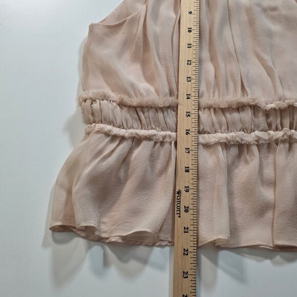 Joie Top Women M Beige V Neck Sleevless Silk Lined Babydoll Party Office Wedding - Picture 7 of 14